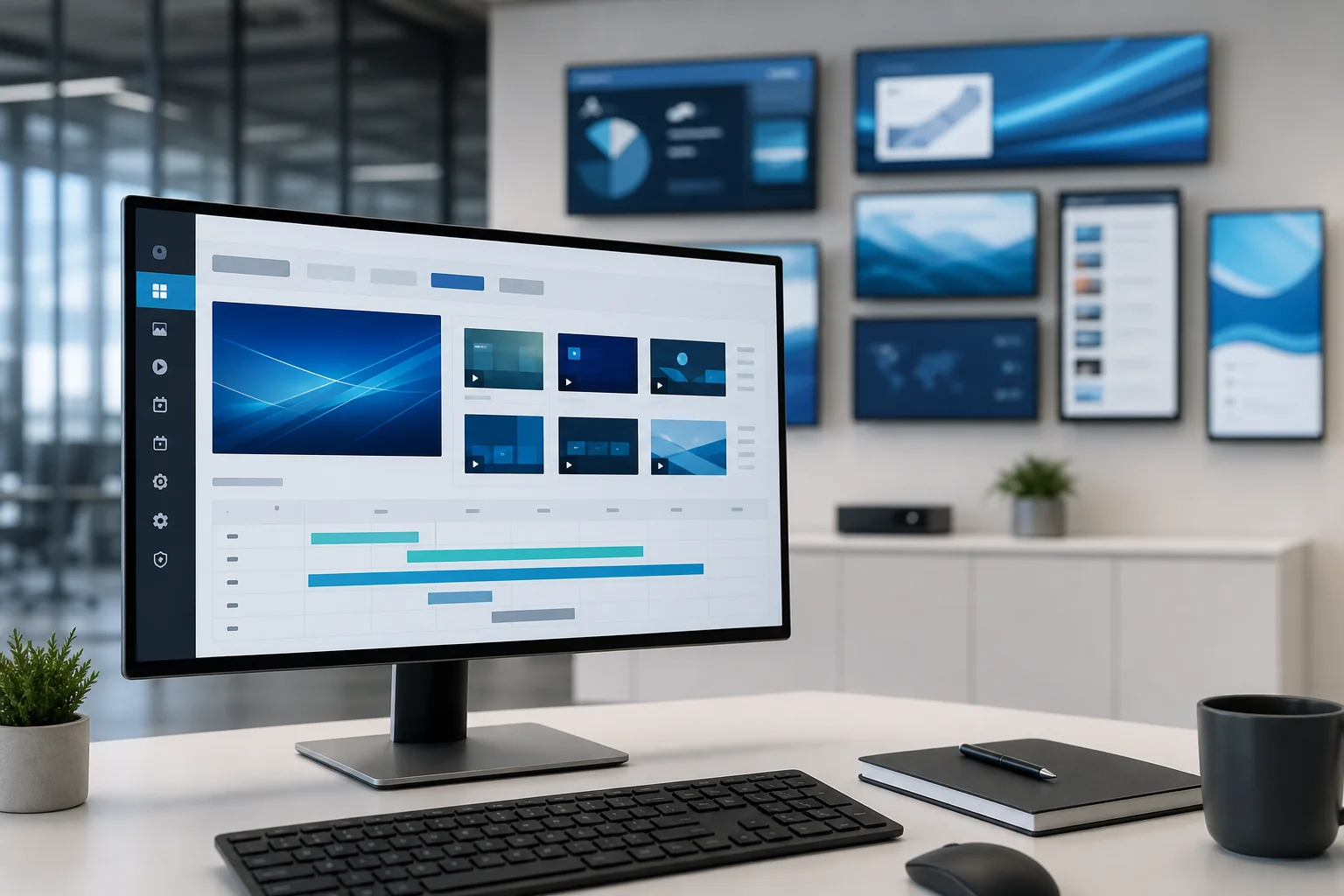 Zentrale Verwaltung von Digital Signage Inhalten für mehrere Displays