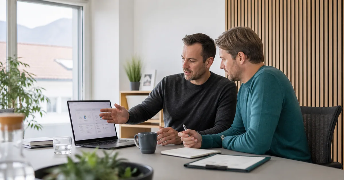 IT-Berater und Unternehmer besprechen den Umfang einer IT-Betreuung
